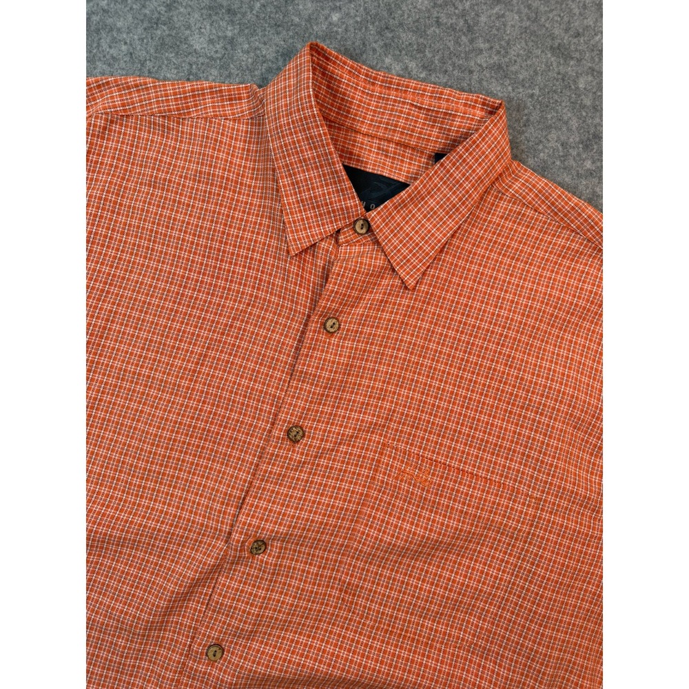 Hobie Mens‎ XL Orange Plaid Short Sleeve Button Down Shirt Modal Blend Casual
